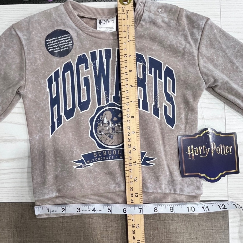 Harry Potter Sweatshirt Jogger Set Kids 24M Brown Hogwarts Acid Wash 2pc Outfit - Picture 13 of 16